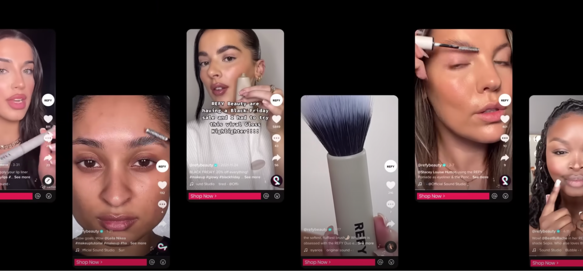 Examples of TikTok Shop buttons appearing on TikTok videos.