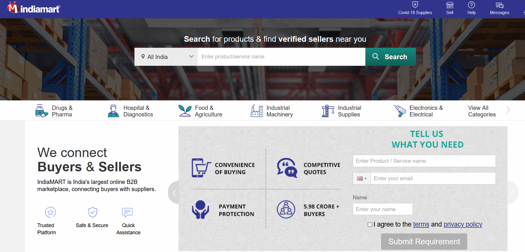 indiamart homepage screenshot