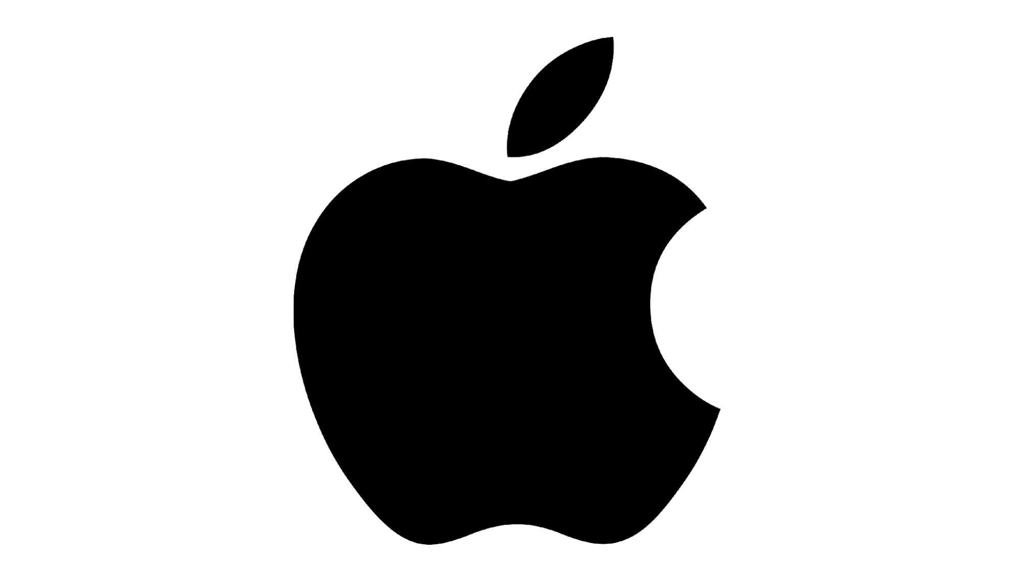 The Apple logo features a black silhouette of an apple with a bite taken out of it