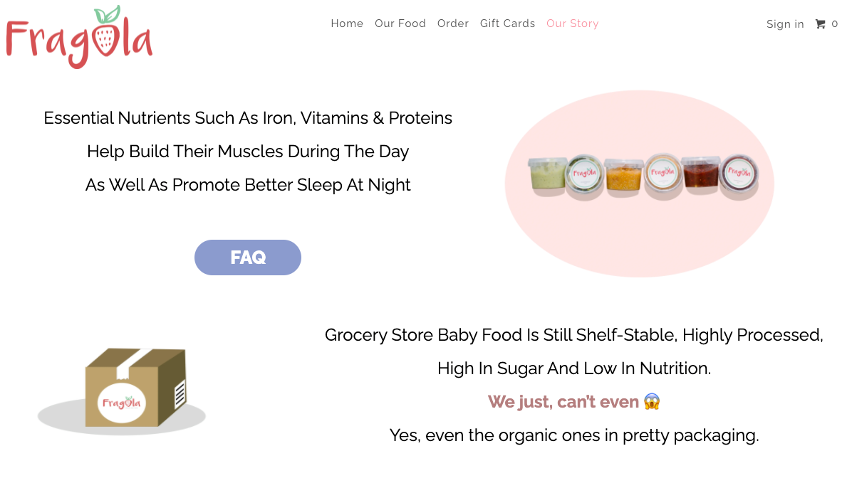 fragola-website-faq-describing-nutritional-info