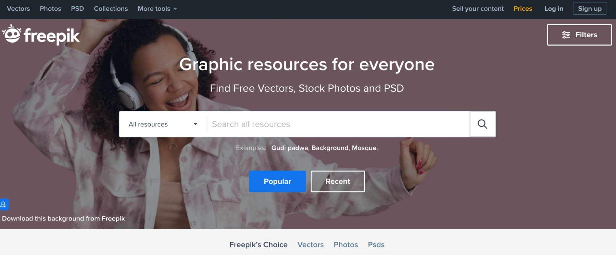 Freepik stock photo website