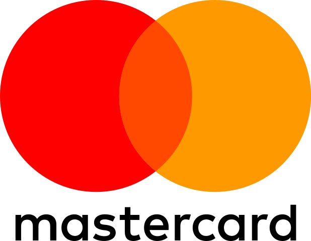 The Mastercard logo includes the brand name and two overlapping orange circles