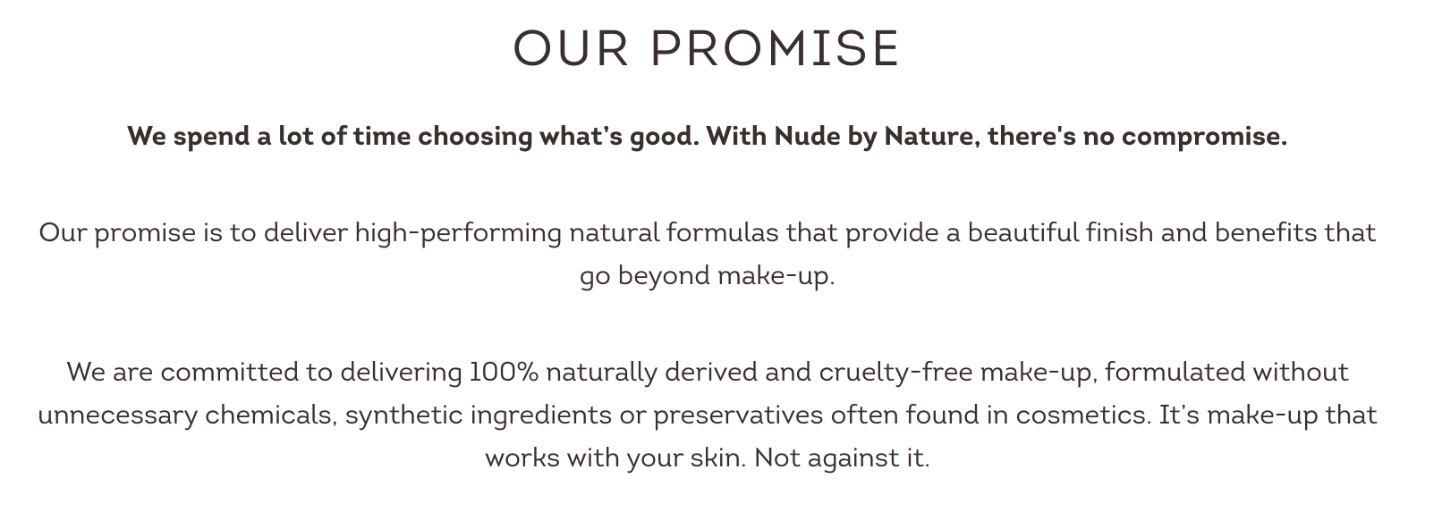 screenshot of Nude By Nature about page