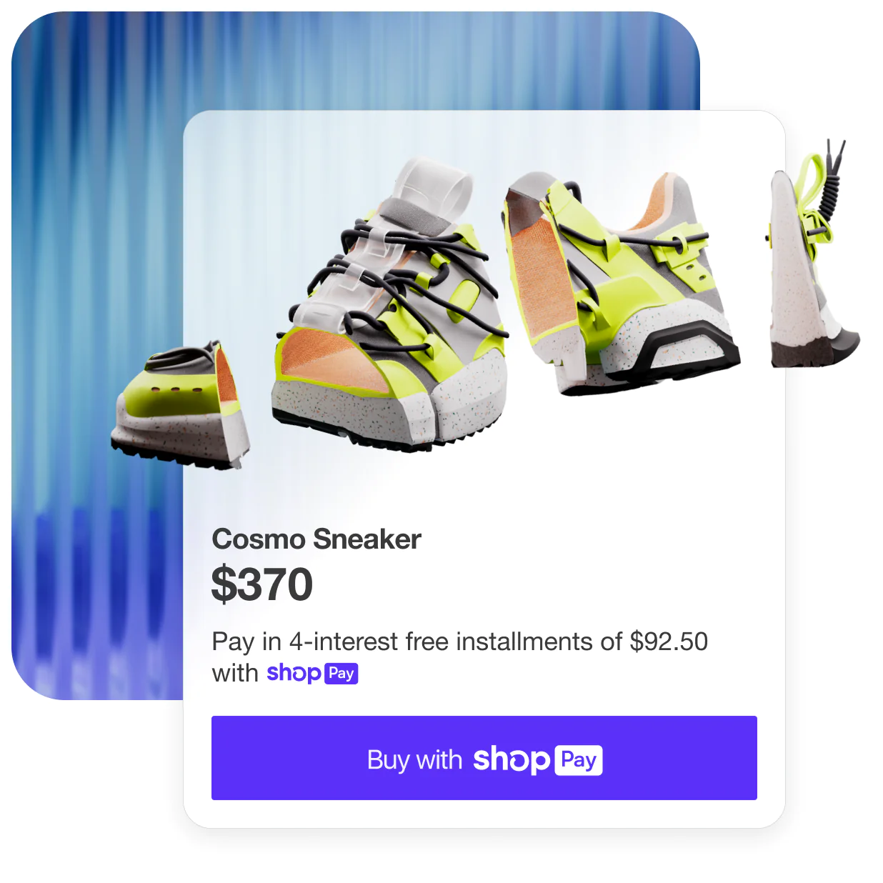 Screenshot of Shop Pay Installments with Cosmo Sneaker