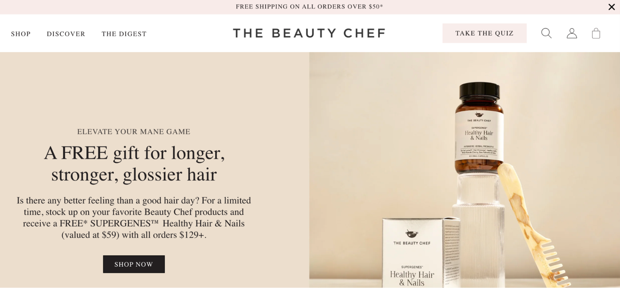 Screenshot of The Beauty Chef website homepage