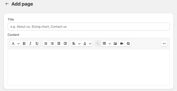 Title and content text boxes with a settings toolbar containing text and media options.