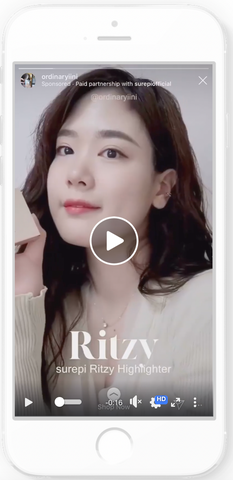 Image of an Instagram Story ad example from Ritzy using influencers in their story ads