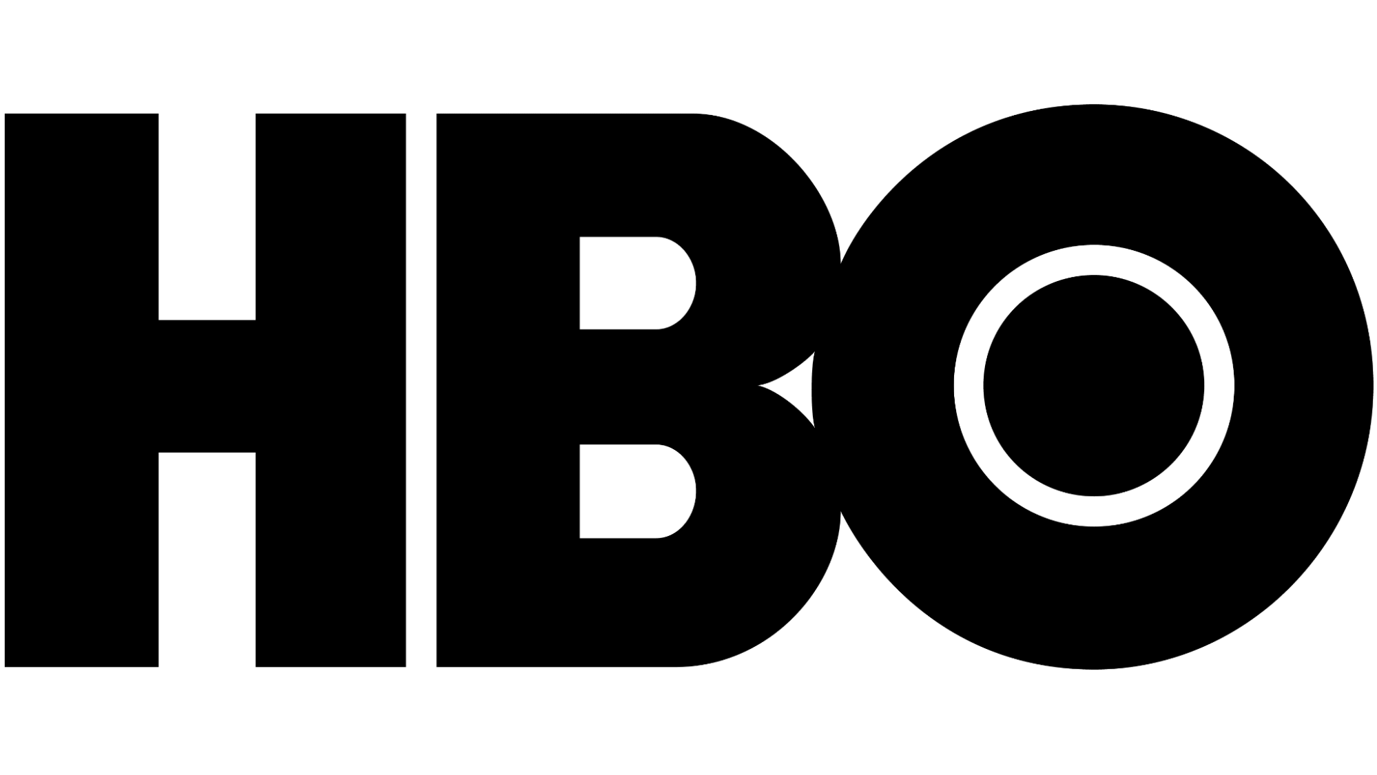 The HBO logo is written in a solid black font with its O representing a camera lens