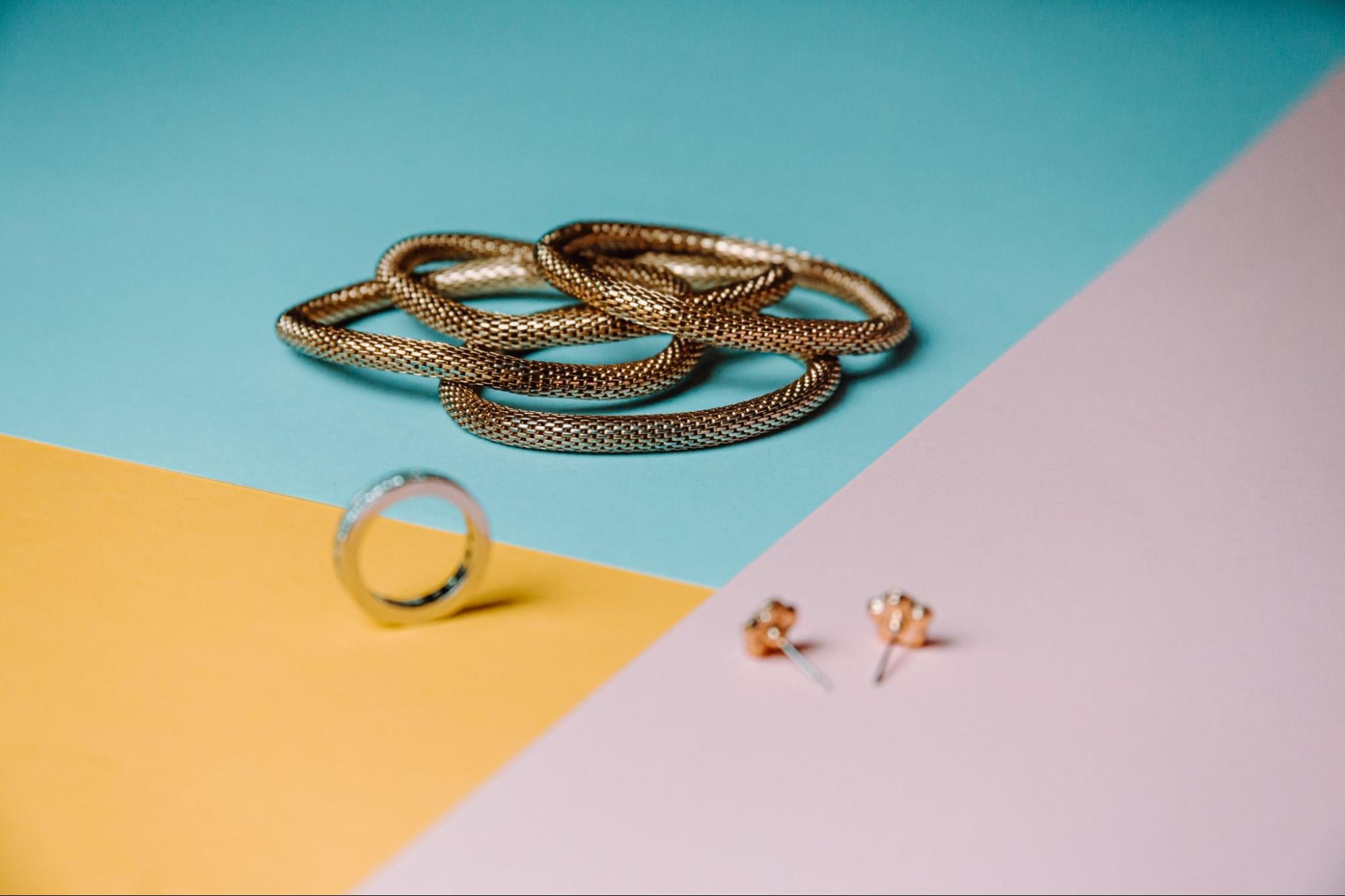 Photo of ring, bracelets, and earrings