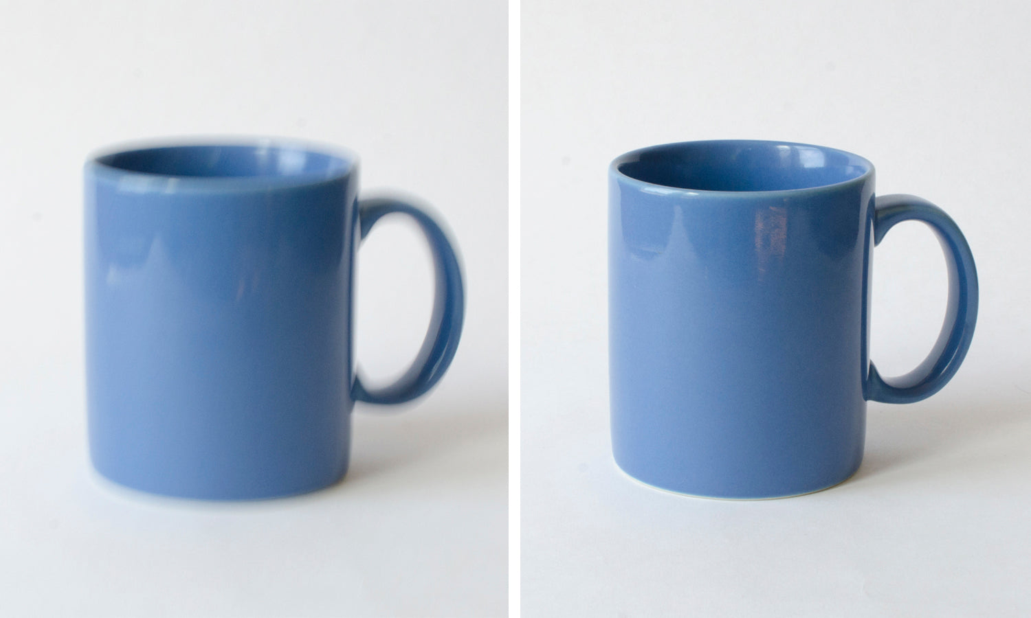 Two ecommerce photos of a coffee mug. One is heavily blurred and the other is not.