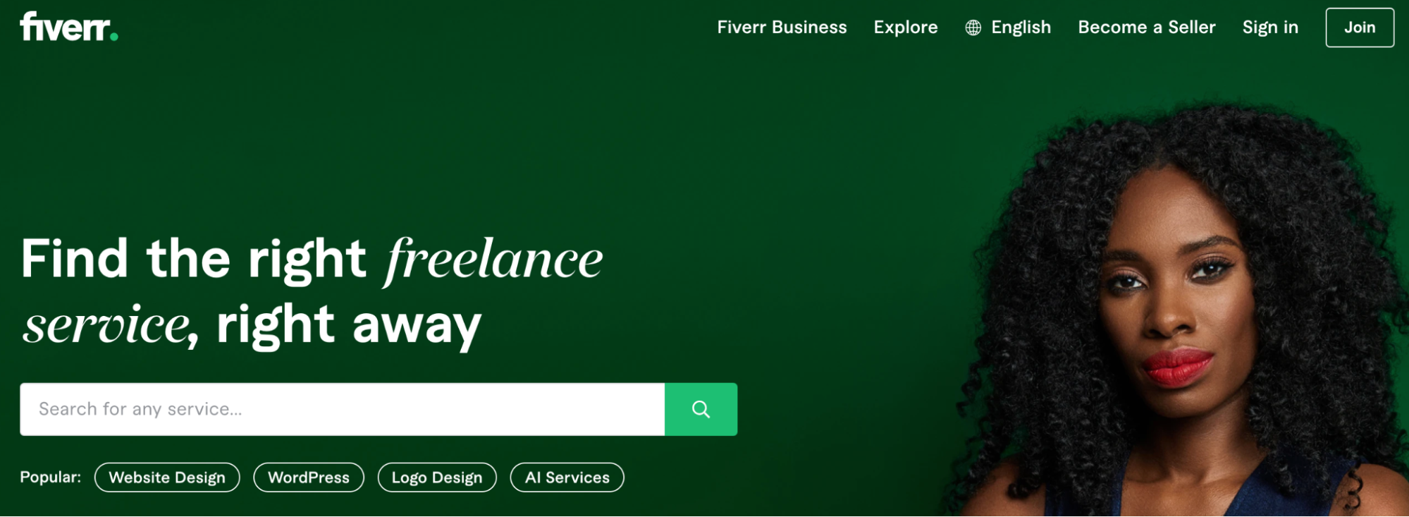 screenshot of Fiverr homepage