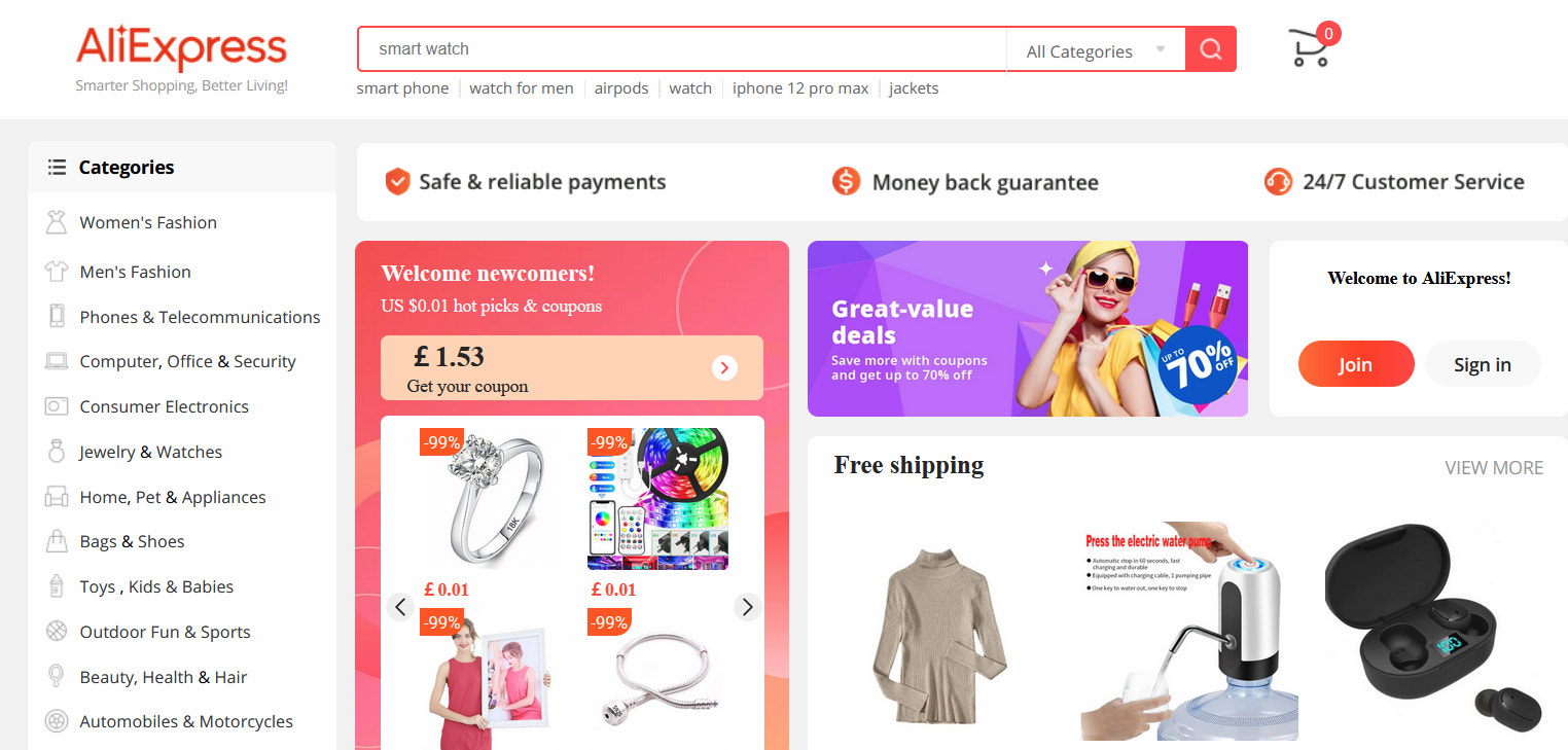 aliexpress homepage screenshot