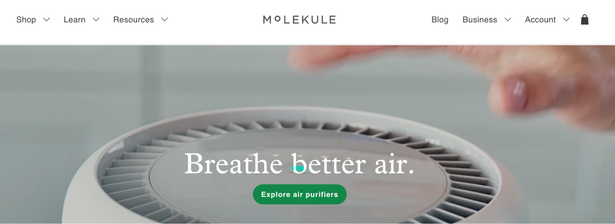 Screenshot of Molekule homepage