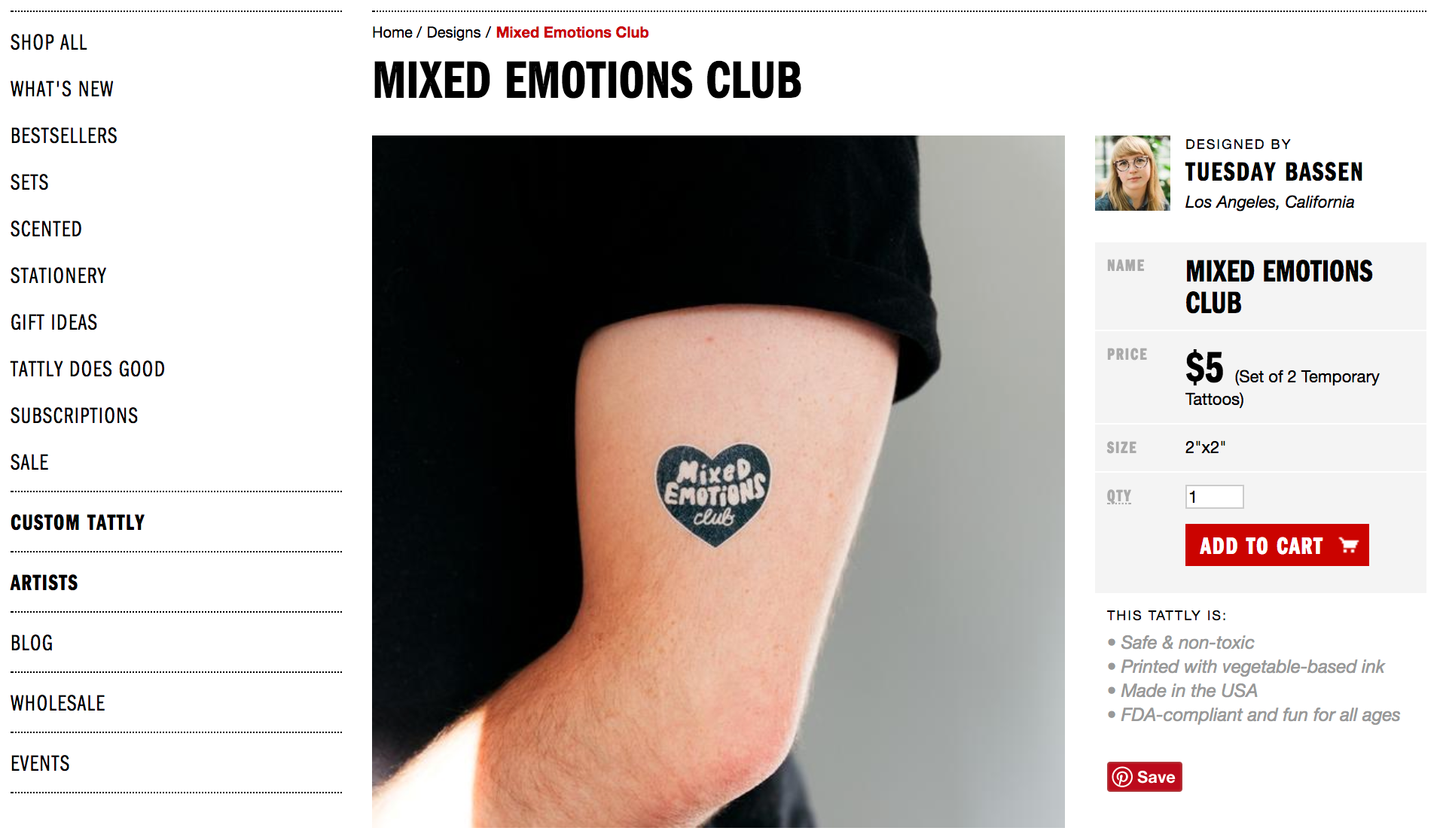 Mixed Emotions Club tattoo on arm