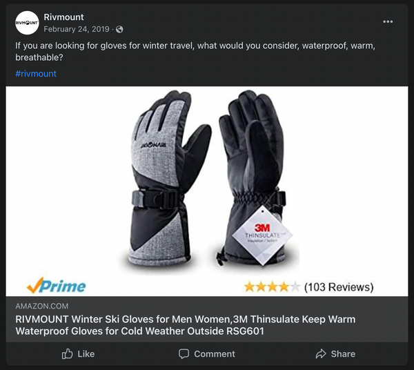 Facebook post promoting Amazon product