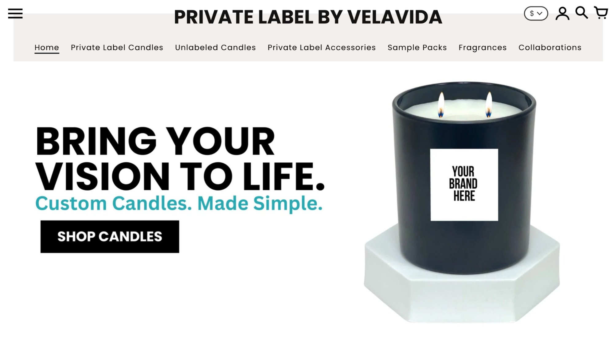 Image of Private Label by Velavida Candle’s homepage