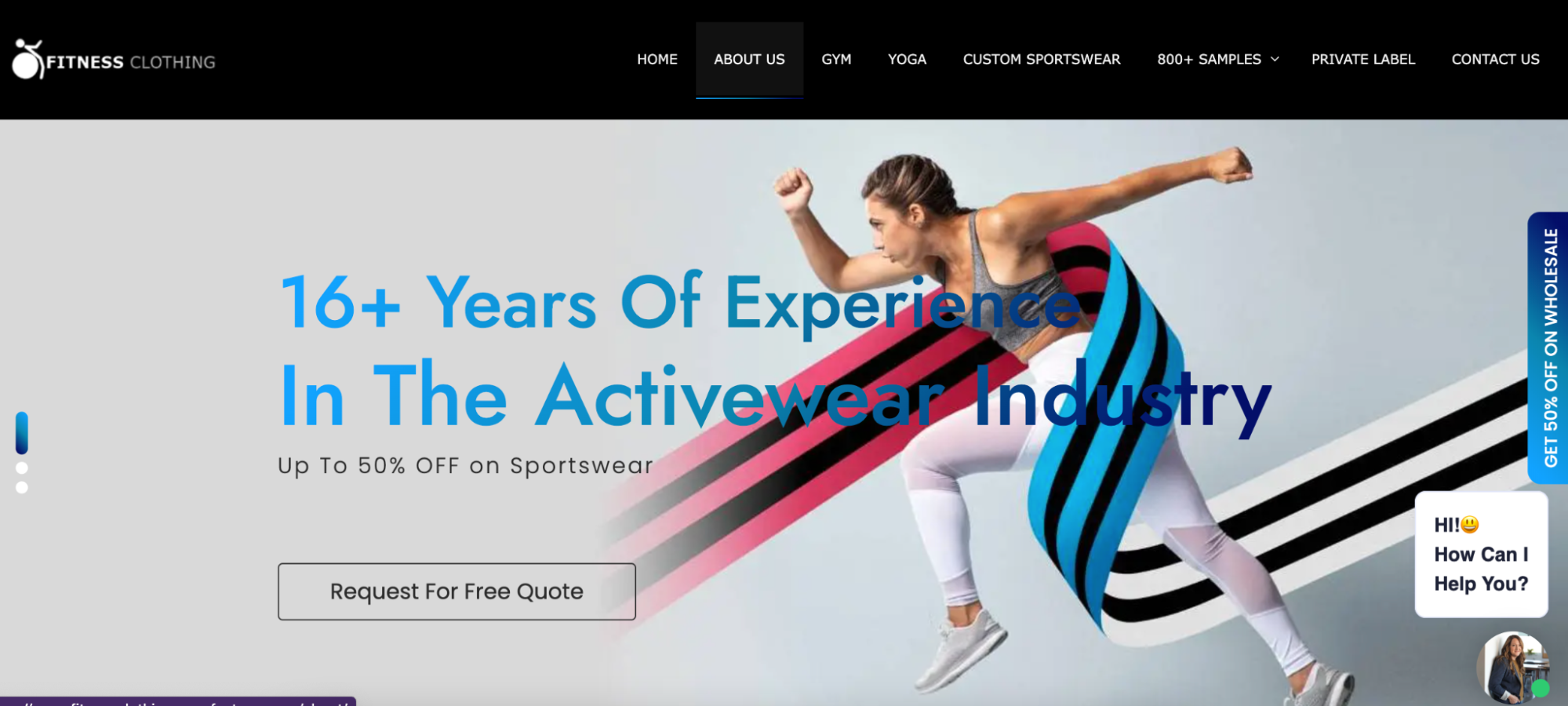 Screenshot of Fitness Clothing website homepage