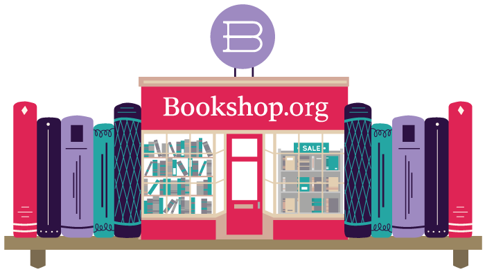 Illustration of books on a shelf representing the B2C strategy of bookshop.org.