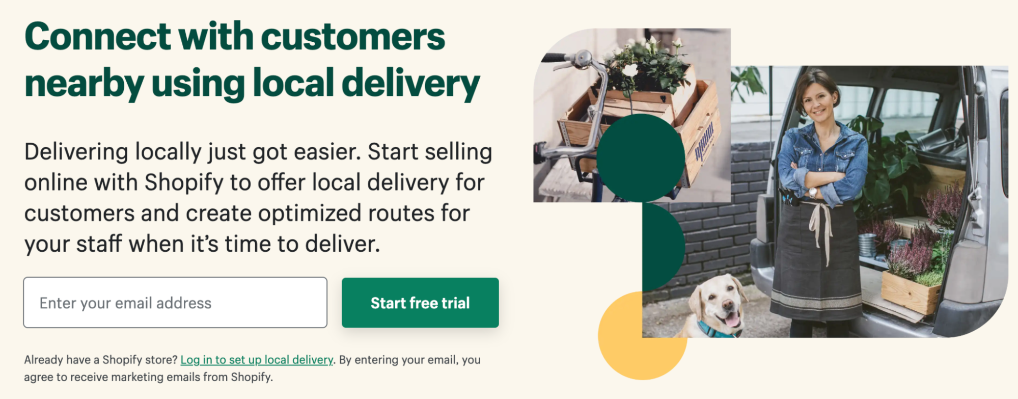 Screenshot of Shopify local delivery landing page