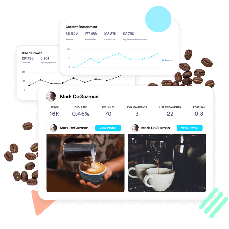 Grin website with campaign graph and performance data