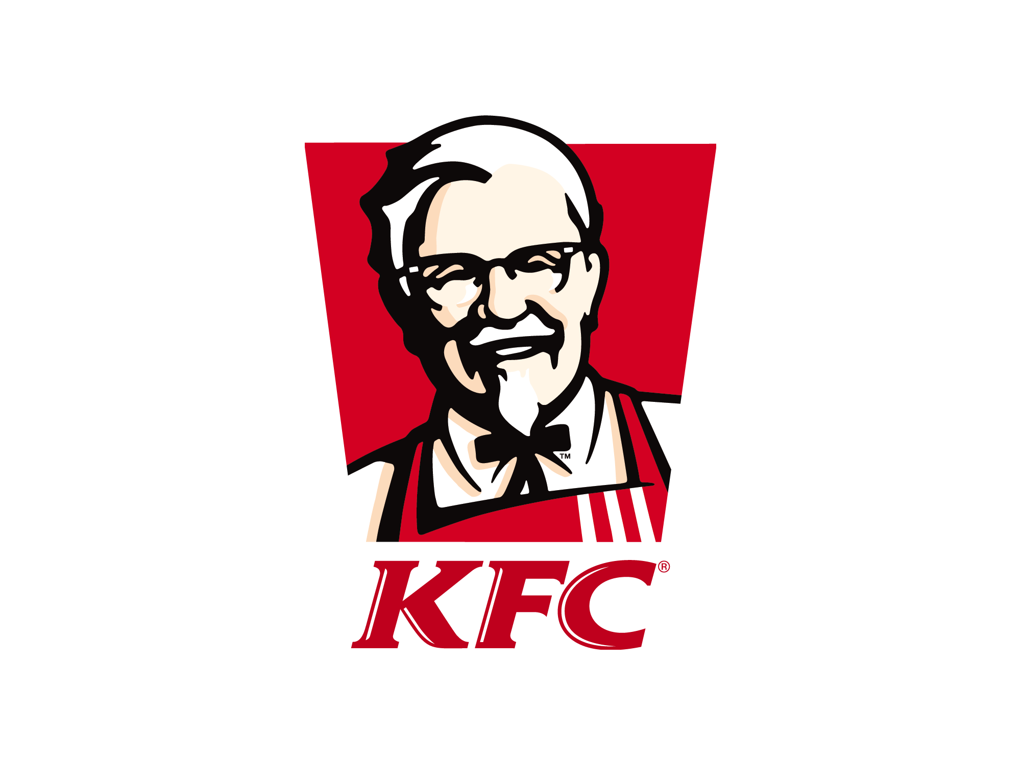 The KFC logo includes the brand name and the smiling face of its famous founder, Colonel Sanders.