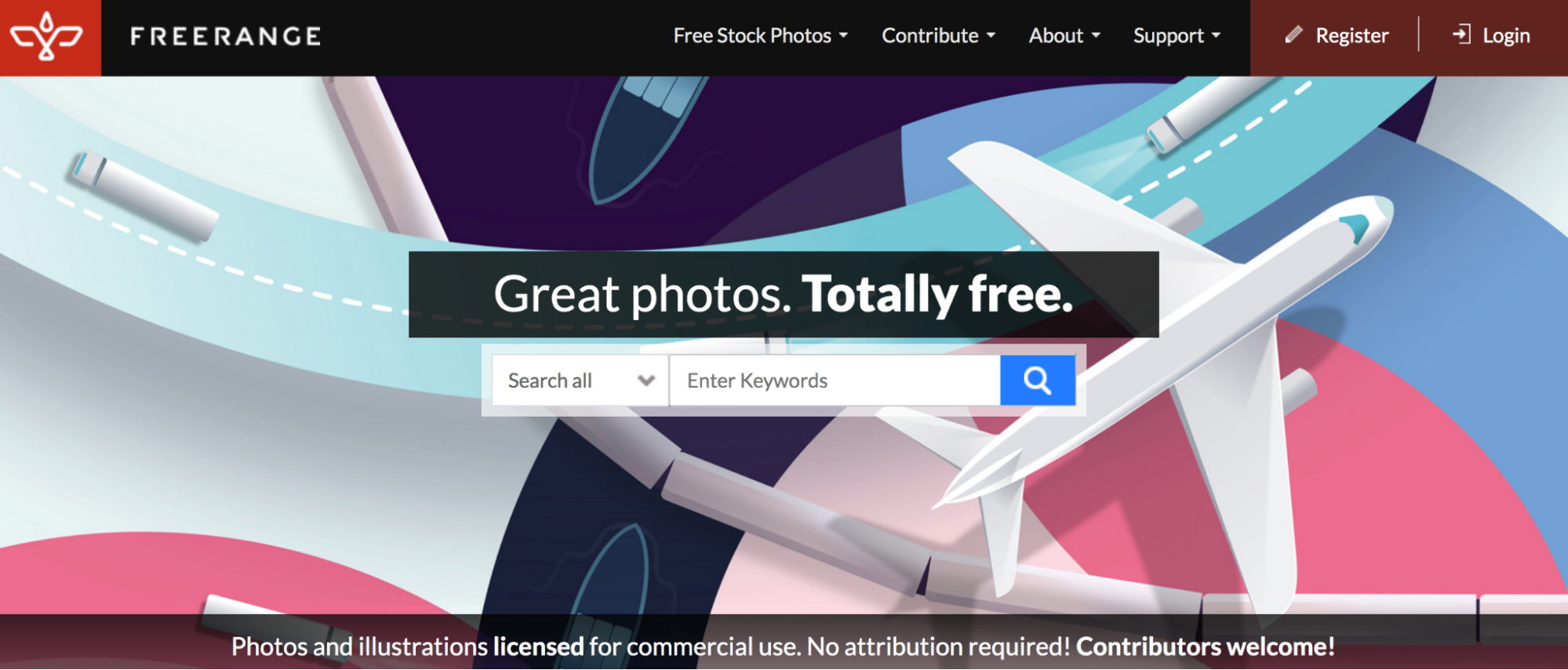 freerange free stock photo site homepage