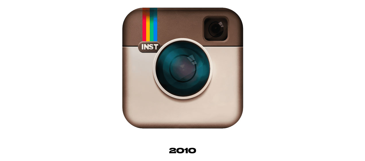 Instagram logo from late 2010. Image is a more simplified square and less identifiable as a Polaroid OneStep camera