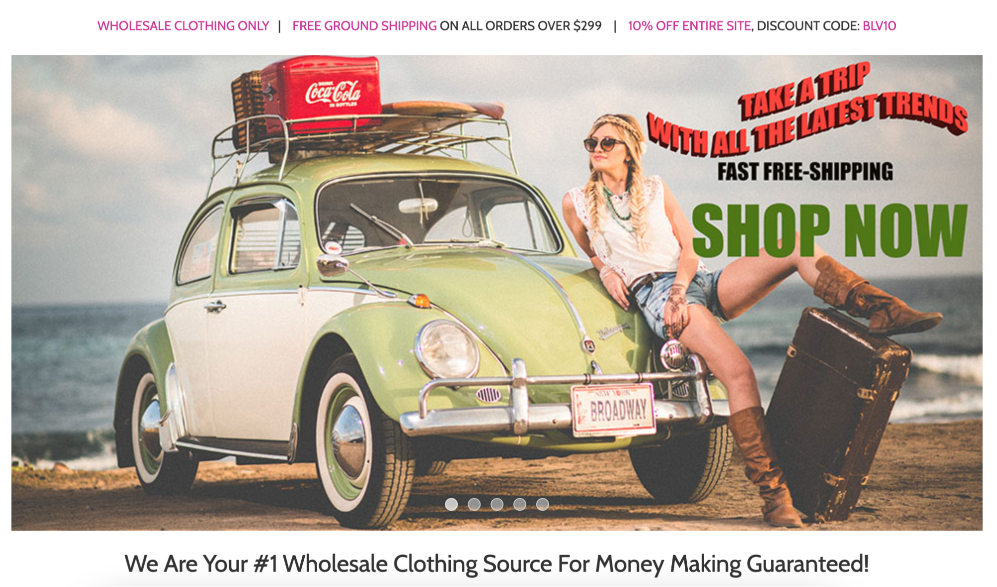 Screenshot of Boulevard Apparel website homepage