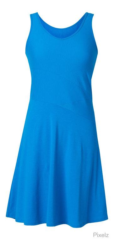Das Bild eines blauen Kleides als Ergebnis des Shootings zum Kleidung fotografieren mit einer Kleiderpuppe.