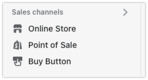 Sales channel menu in Shopify admin showing Buy Button enabled