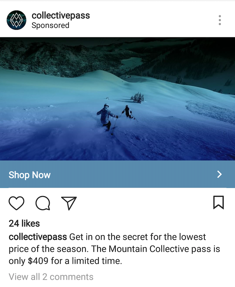 Instagram traffic ad example