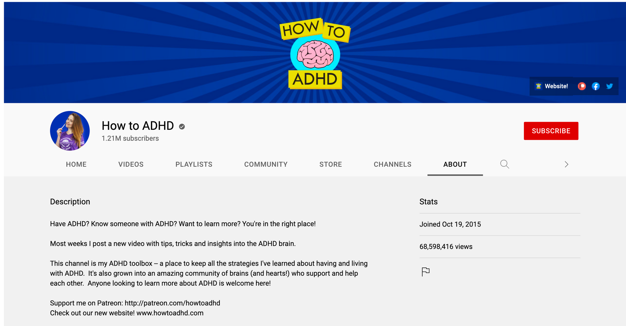 Screen shot of How to ADHD YouTube channel