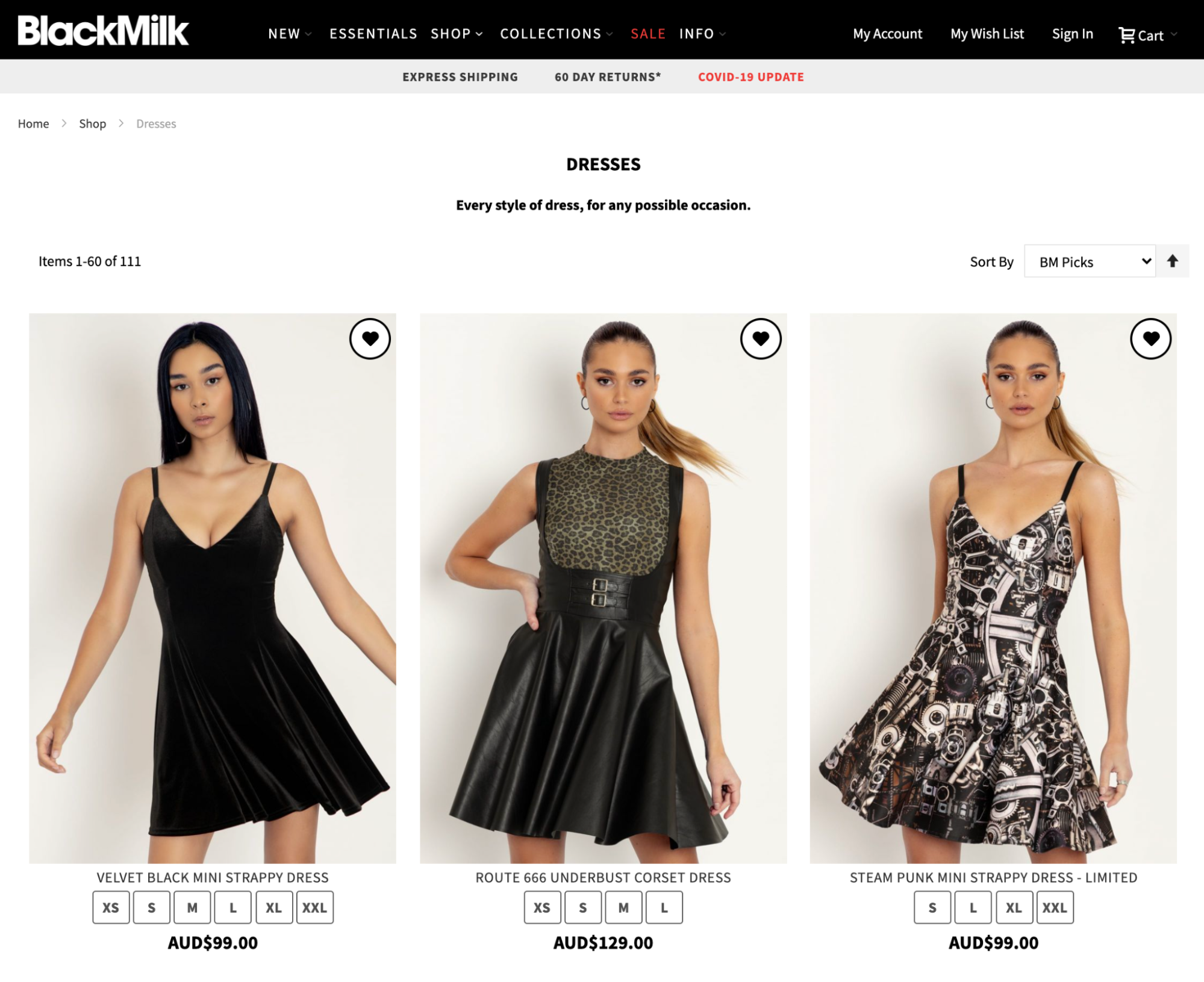 BlackMilk category page