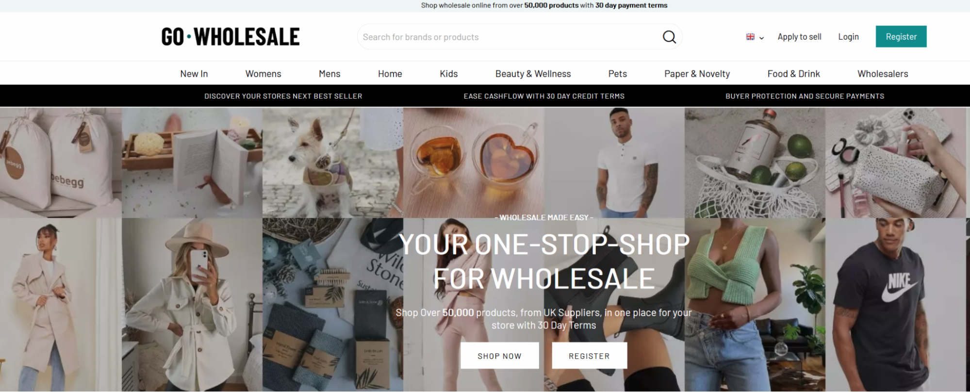 go wholesale homepage screenshot