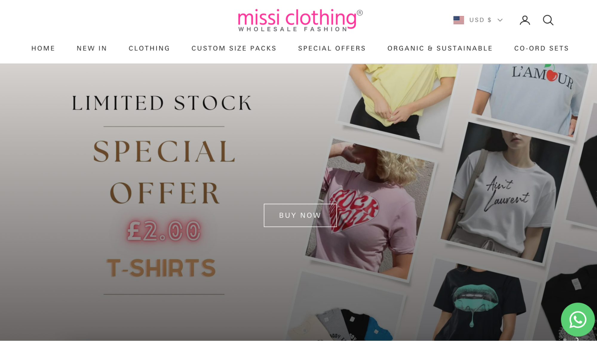 Screenshot of Missi Clothing website