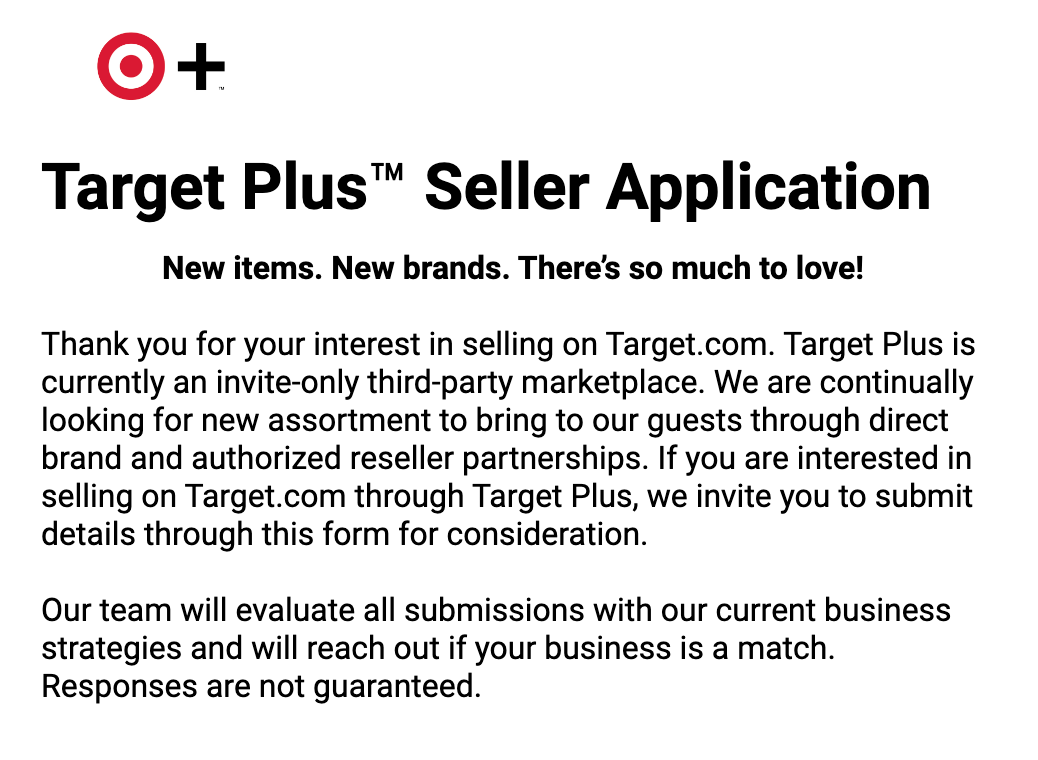 Screenshot of Target Plus seller application