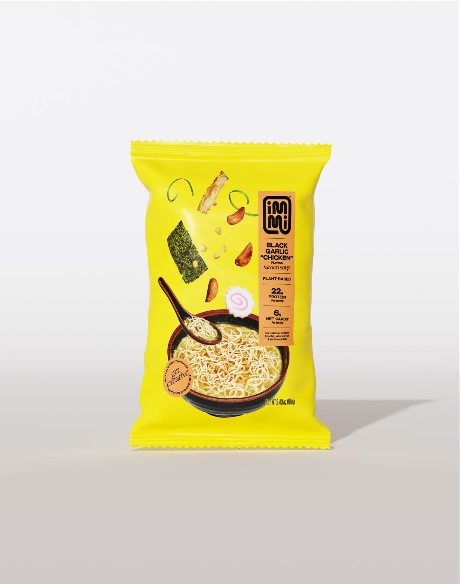 A package of Black Garlic Chicken flavored ramen by immi.