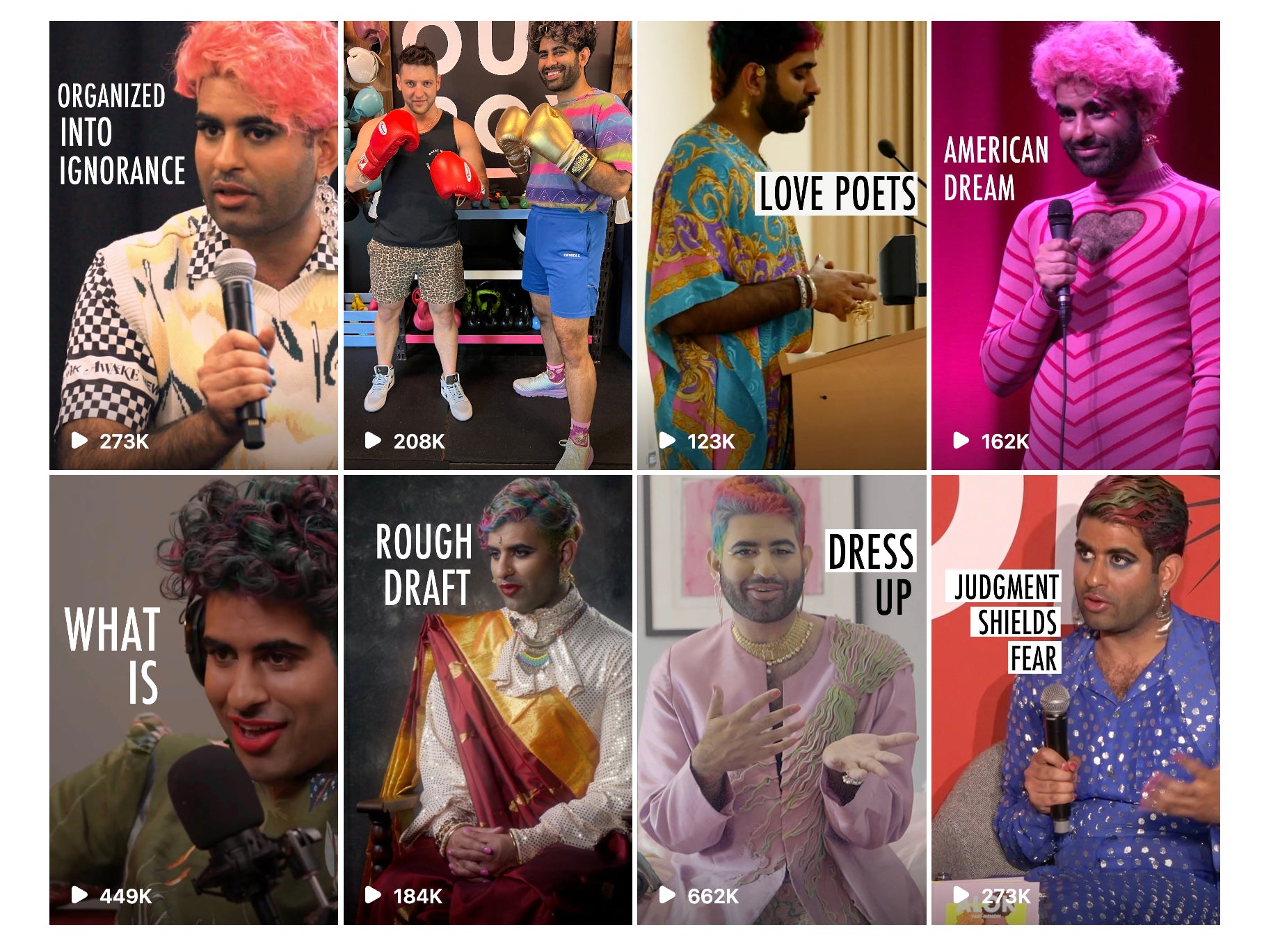 Example of Instagram Reels in a grid from creator @alokvmenon