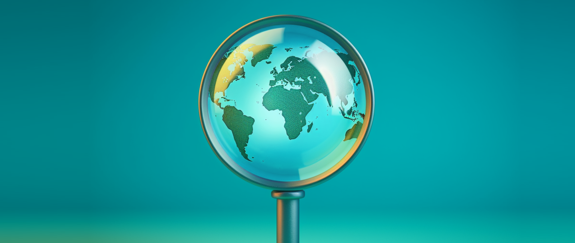 a magnifying glass looking at a globe: international seo strategy