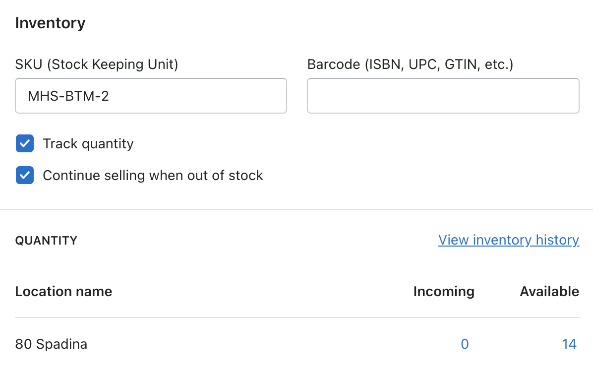 inventory quantity