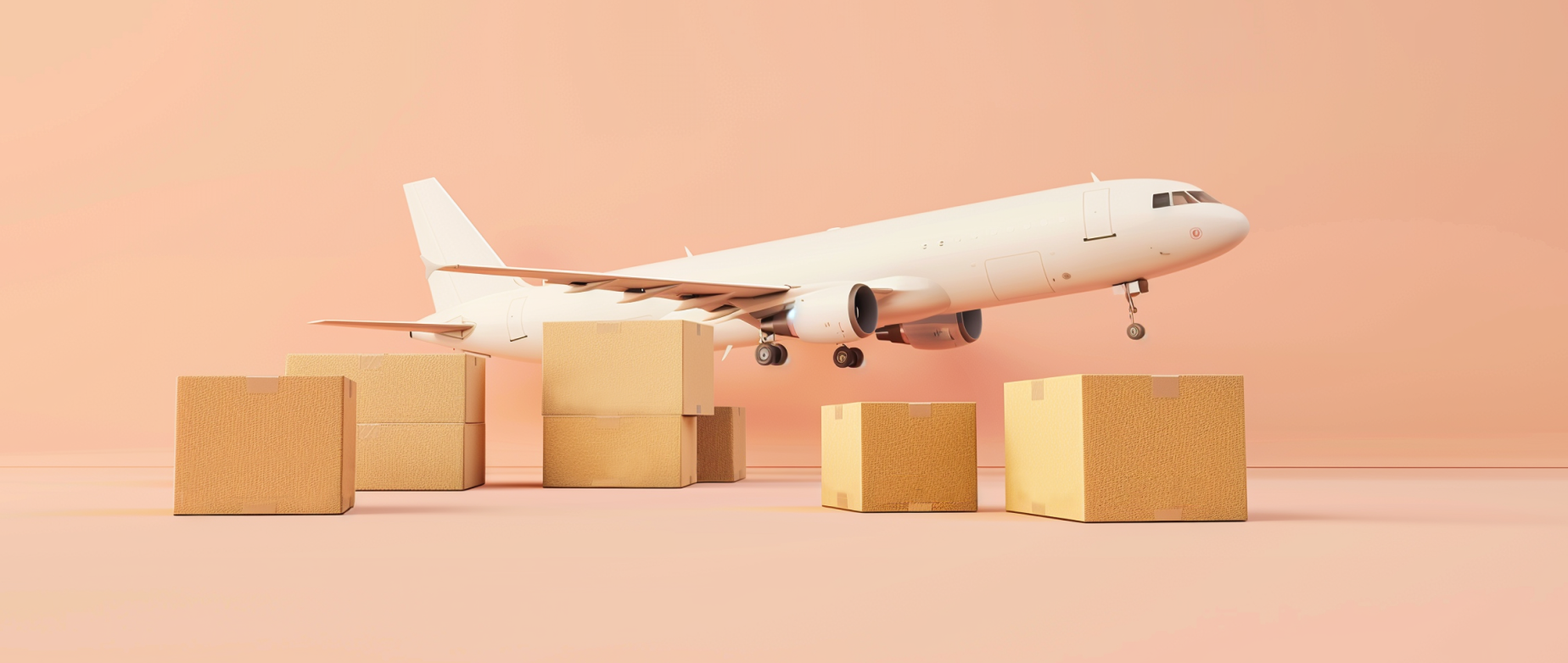 a plane flying over boxes representing dropshipping