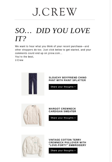 j crew new customer email