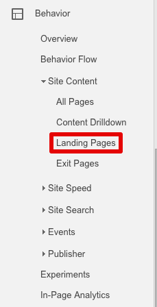 landing page google analytics