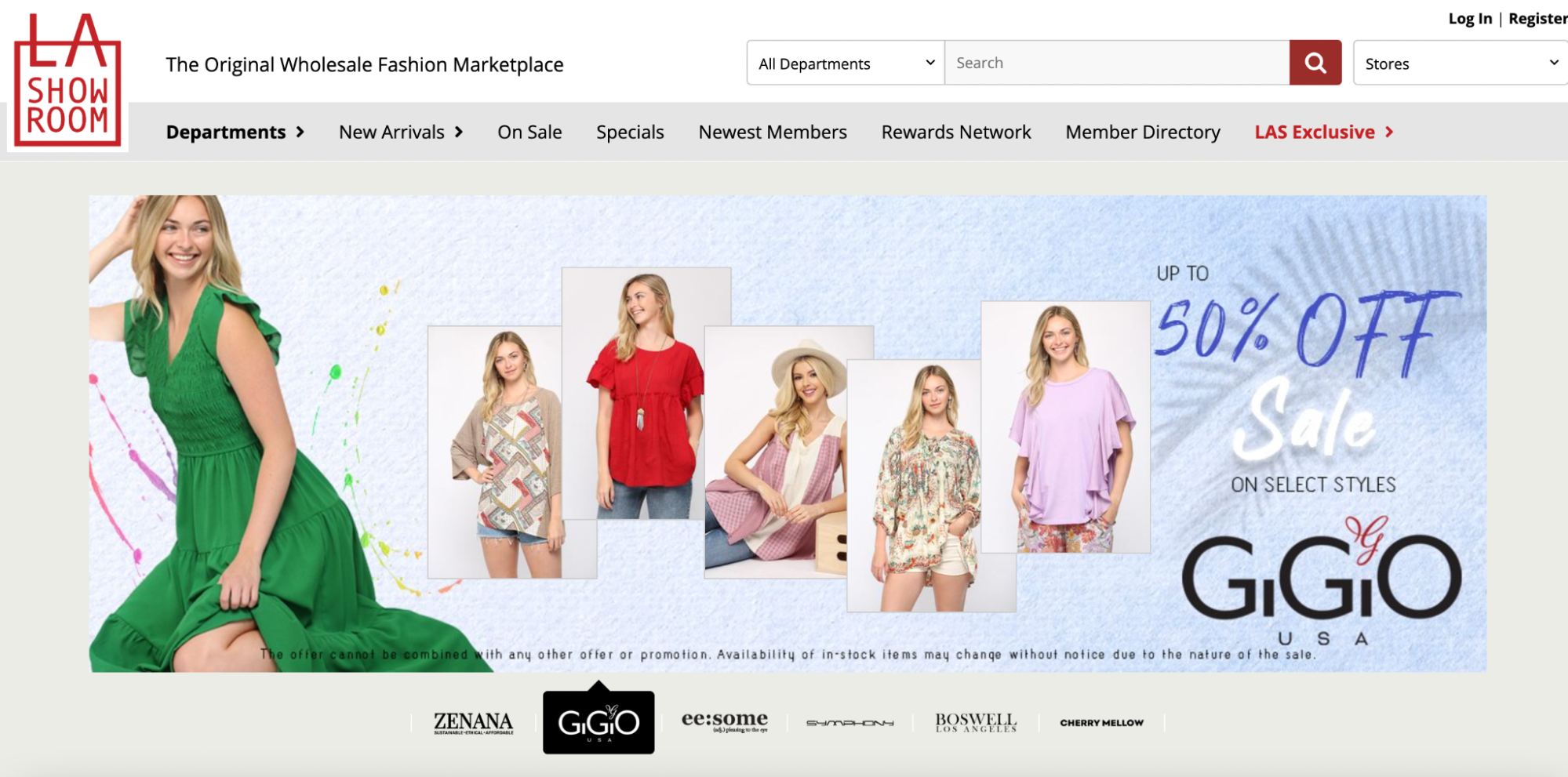 Collage of images showing people modeling clothing on LA Showroom’s website.