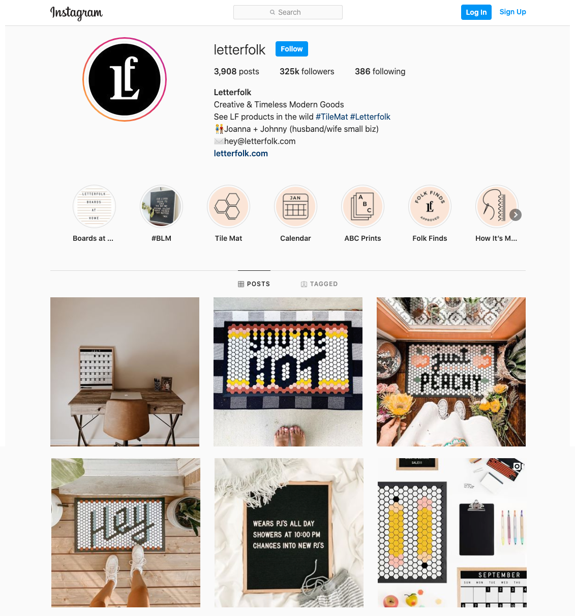 instagram grid van letterfolk zorgt voor meer followers