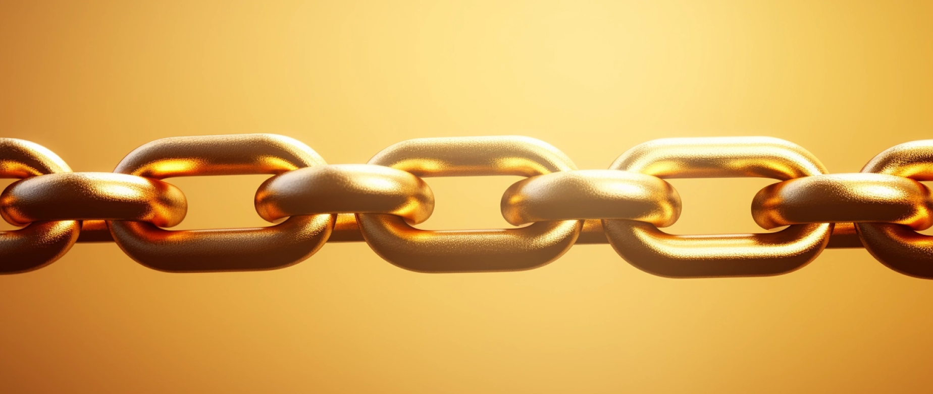 A chain with gold links on a gold background.