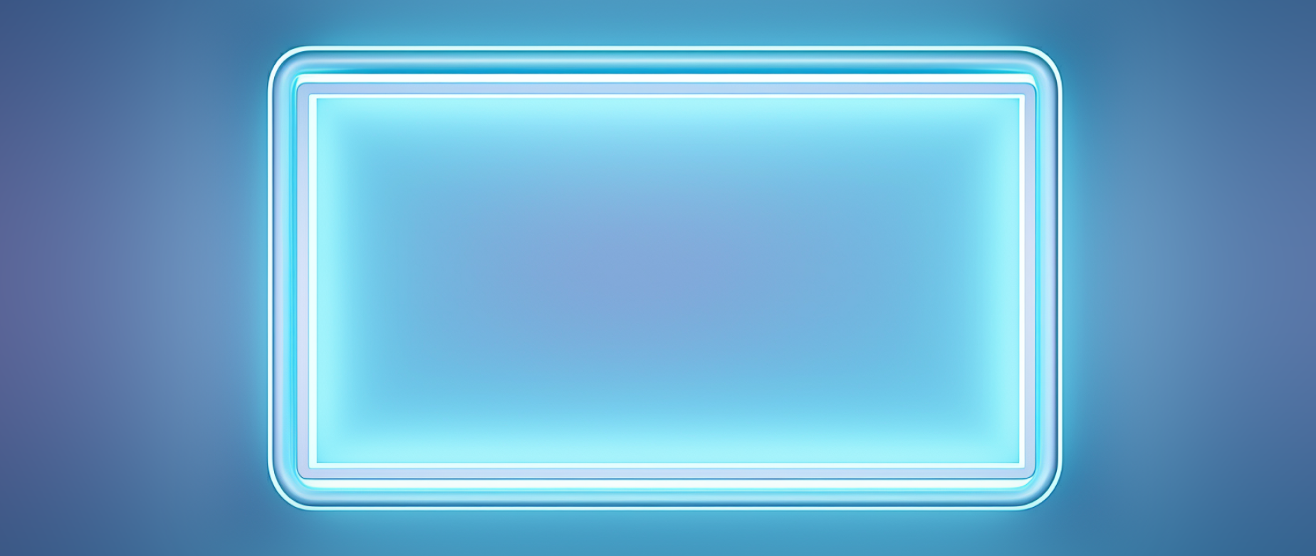 An illuminated light blue square on a dark blue background.