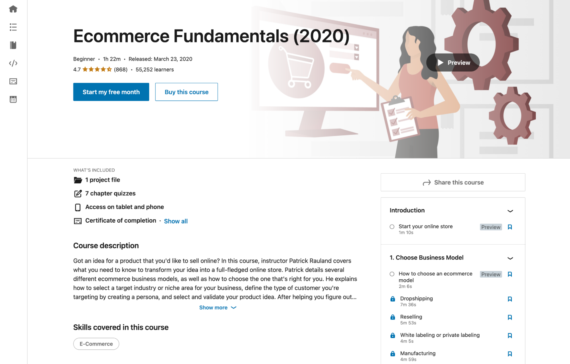 image of the ecommerce fundamentals course from LinkedIn