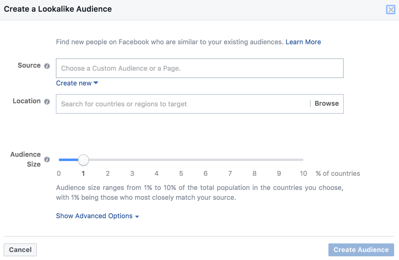 Create a Facebook lookalike audience