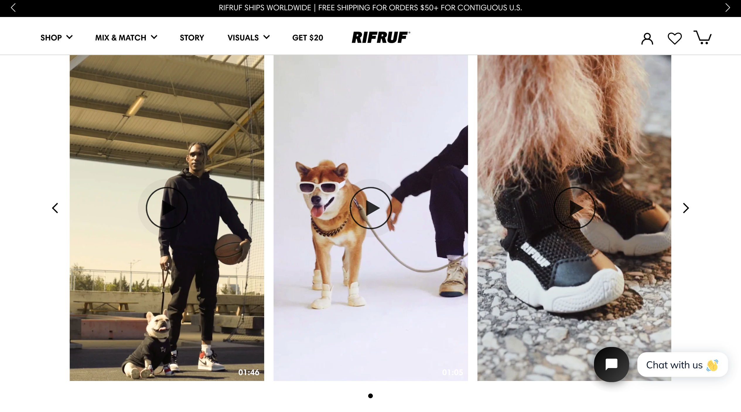 Screengrab of pet brand RIFRUF's digital lookbook